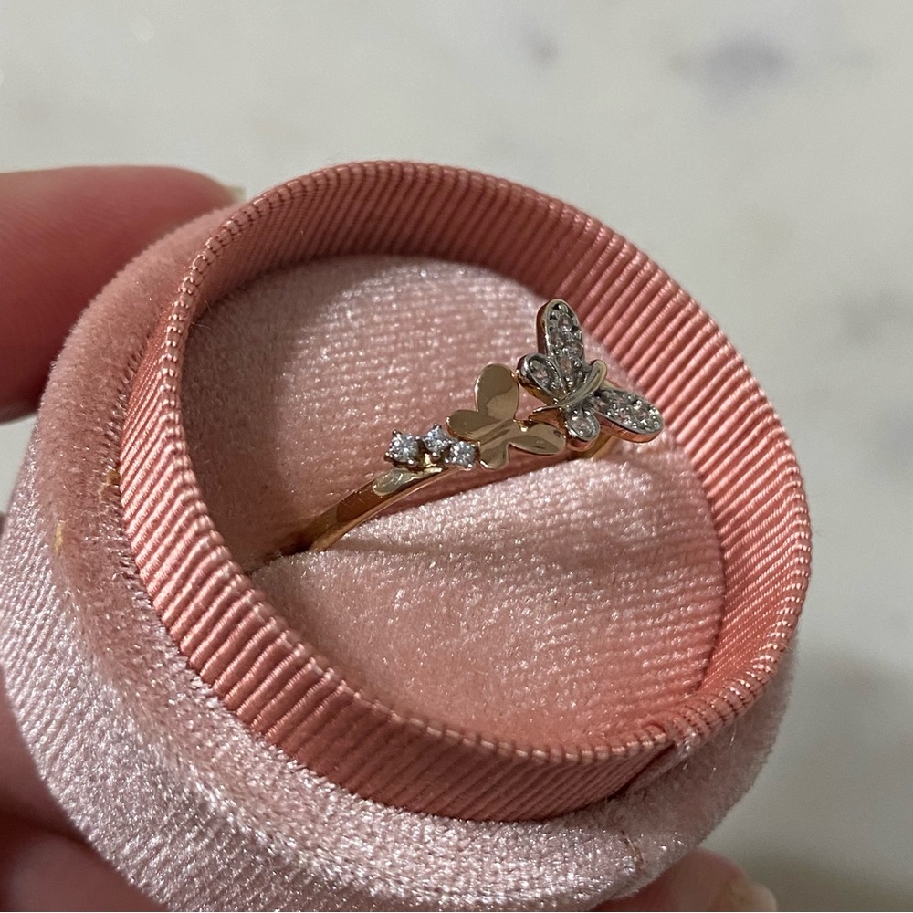 14k Solid Yellow & Rose GOLD Butterfly Ring Size 10 - Picture 4 of 10